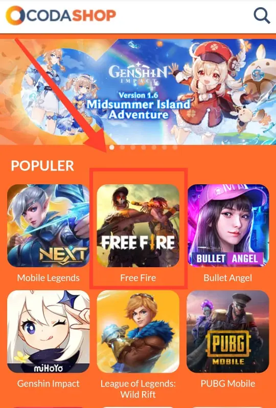 Cara Top Up Free Fire Terbaru 2022 Coda Shop