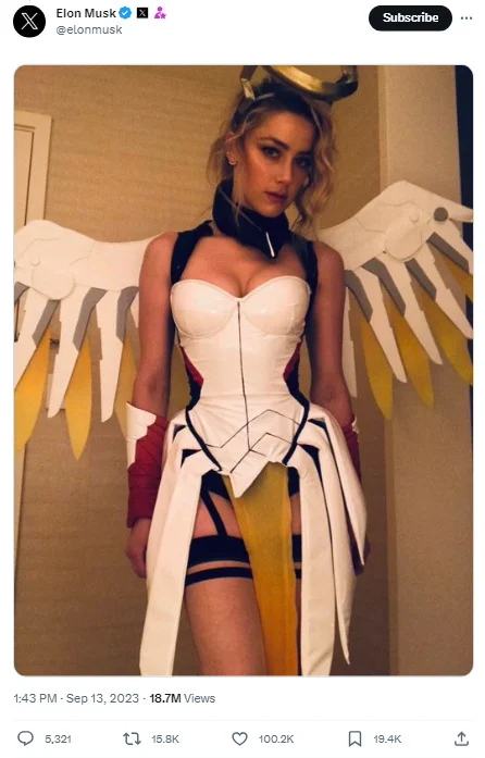 Elon Musk Pernah Minta Amber Heard Cosplay Sebagai Mercy Overwatch 